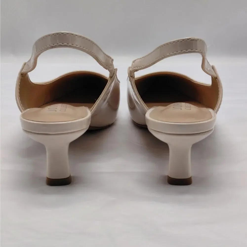 Journee Collection Womens Slingback Pumps Size 6.5 Wide Nude Patent Kitten Heels